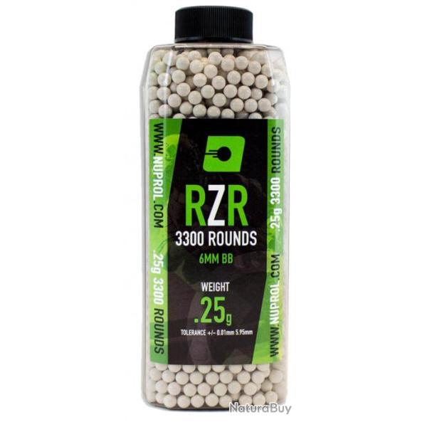  Billes Airsoft 6mm RZR 0.25g bouteille 3300 bbs