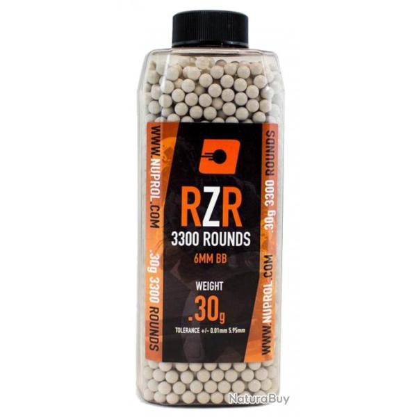  Billes Airsoft 6mm RZR 0.30g bouteille 3300 bbs