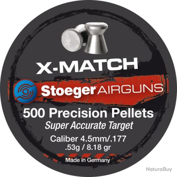 Boite Stoeger de 500 plombs X-match 4,5mm - 0,53g plate