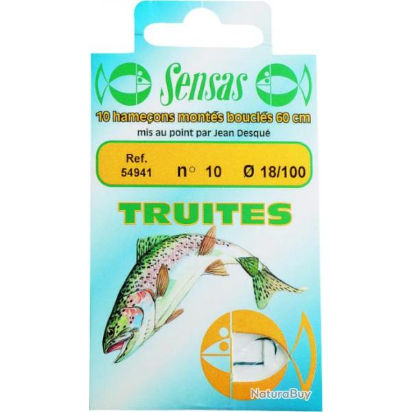 Pochette Sensas de 10 hamecons montes truites n�7 18/100