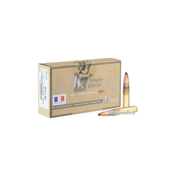 Cartouches  percussion centrale Sologne 9.3 x 62 type NOSLER PARTITION