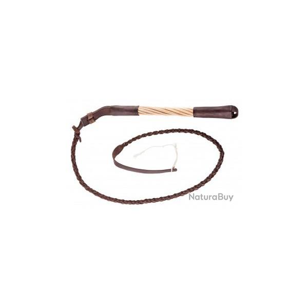 Fouet de chasse  manche torsad en saule, flotte cuir - Country Manche en saule
