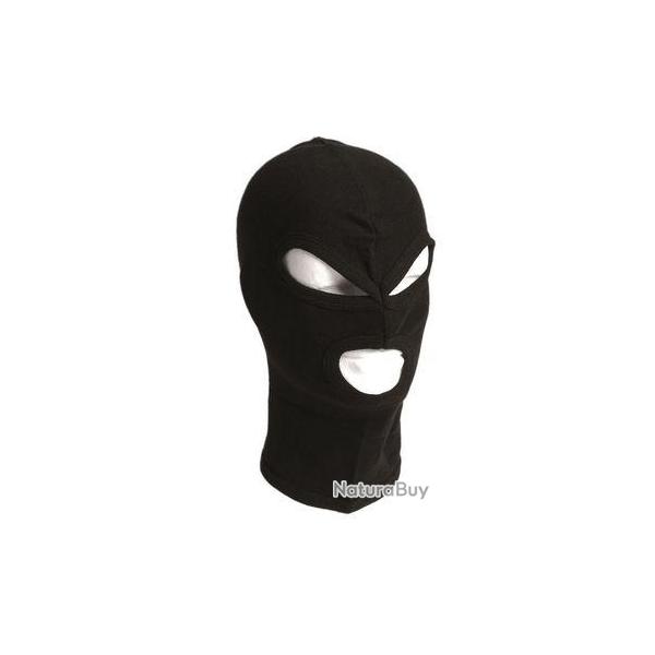 Cagoule Miltec trois trous en coton noire