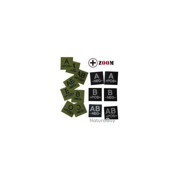 Ecusson feutre groupe sanguin dos auto-agrippant A Moins Vert