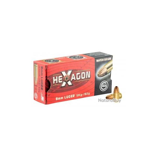 Cartouches GECO 9x19 Luger HEXAGON 124gr x50 Cartouches