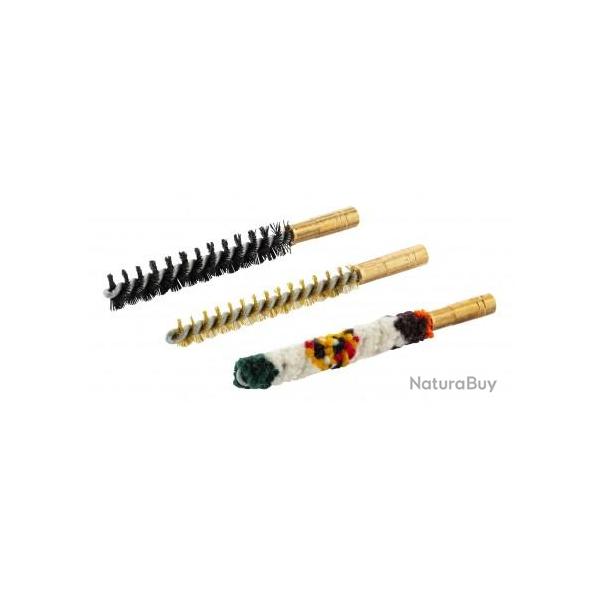 Set de trois brosses pour armes � canon ray� Cal.6 mm