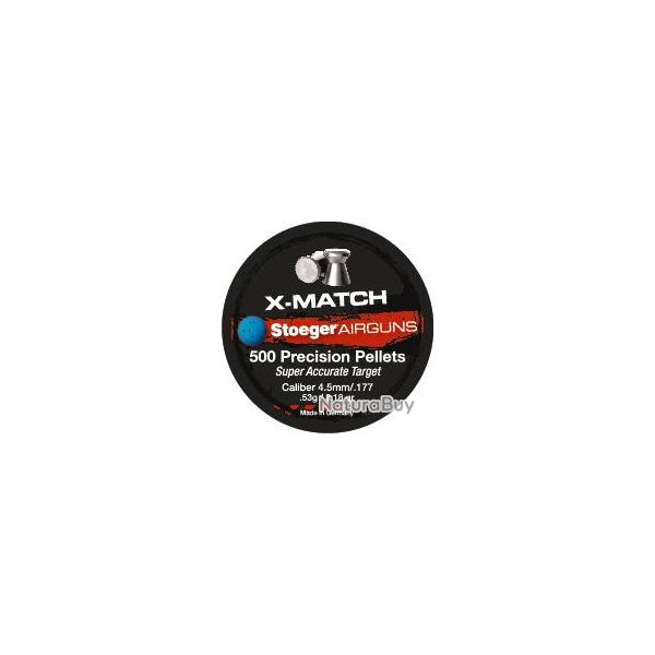 Boite Stoeger de 500 plombs X-match 4,5mm - 0,53g plate