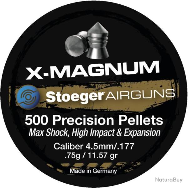Boite de 200 plombs Stoeger X-magnum 5,5mm - 1,11g pointue