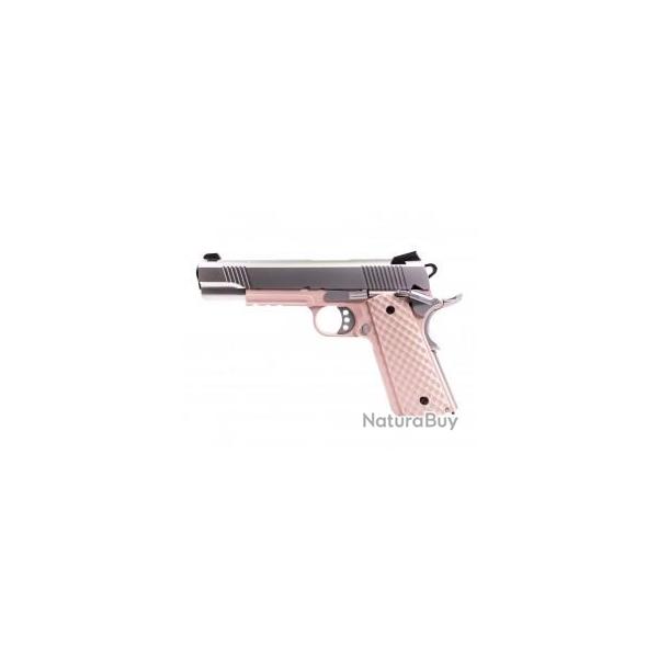 R�plique GBB 1911 MEU Railed Raven full metal gaz Rose / Gris 1 joule