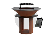 Brasero plancha � bois sur pied 100 cm<br/>+ Grille + B�che