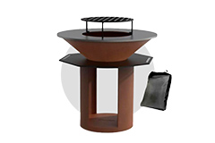 Brasero plancha � bois sur pied 80 cm<br/>+ Grille + B�che