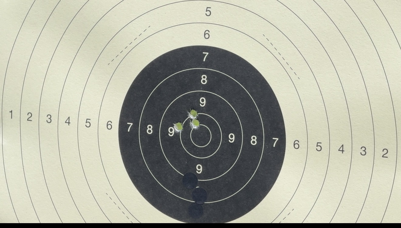 Un groupement � 40 m�tres avec des munitions Sologne Klassic en 45-70 Govt, 300 grs.