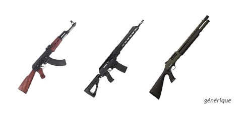 Illustration de trois armes � feu d'�paule