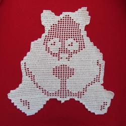 Panda assis , textile d&eacute;coratif , napperon Crochet .