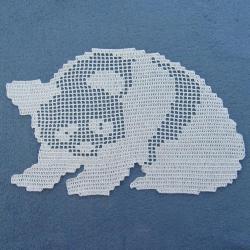 Panda ,d&eacute;co textile, napperon en dentelle de Crochet .