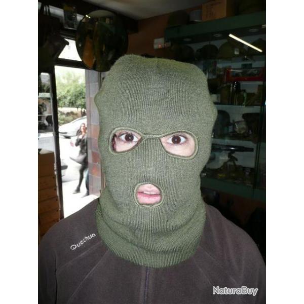 DESTOCKAGE : Cagoule chouette verte trois trous MM ( commando, aff�t, battue, op�ration
