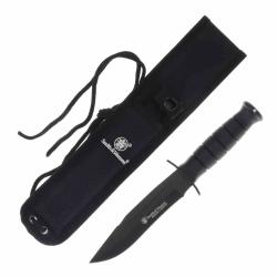 SWSUR1 � Couteau Smith & Wesson Search & Rescue Marine Combat Lame Acier 440C Clip Point Noir Etui