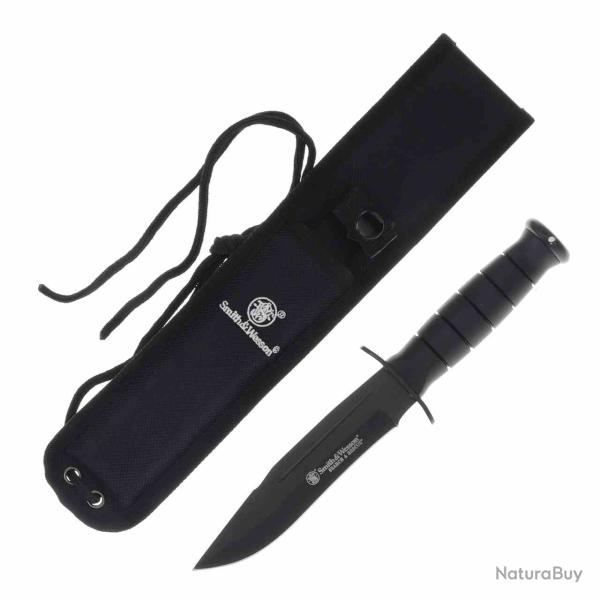 SWSUR1 � Couteau Smith & Wesson Search & Rescue Marine Combat Lame Acier 440C Clip Point Noir Etui