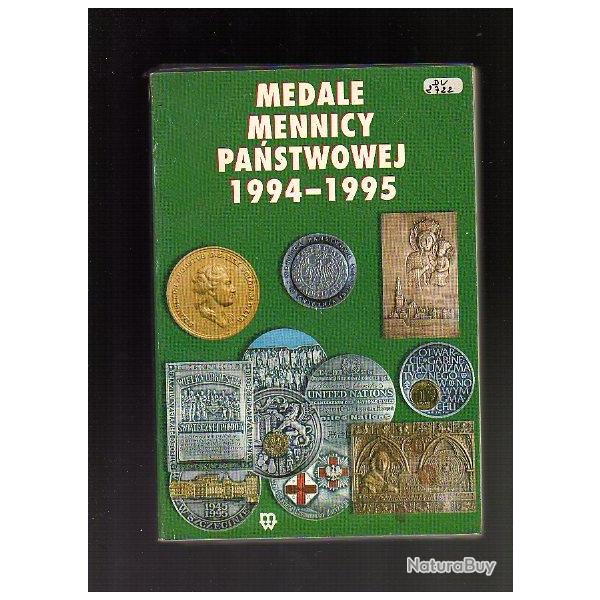 m�dailles de tables polonaises  1994-1995 pologne livre r�f�rences