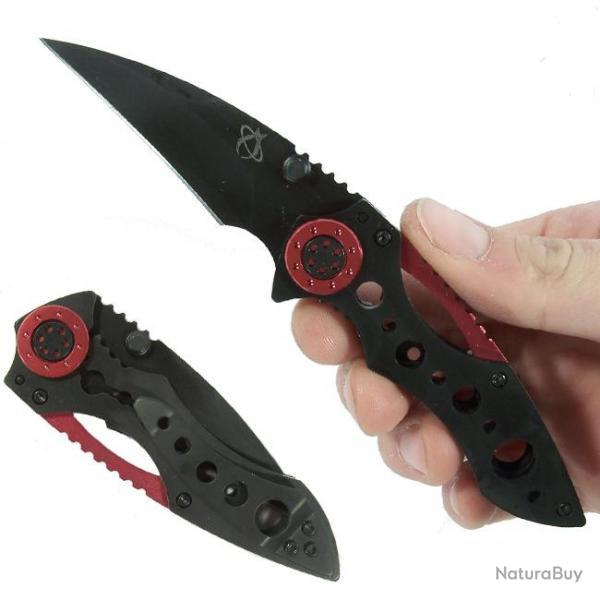 Couteau Mantis Isosceles Lame Acier AUS-8 Manche Acier 420J2 Framelock Clip MANMR1