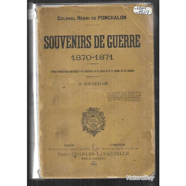 souvenirs de guerre 1870-1871. colonel henri de ponchalon
