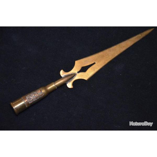 ARTISANAT DE TRANCHEE/POILU-COUPE PAPIER-CATHEDRALE DE REIMS-GUERRE 1914/1918