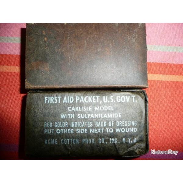 Pansement US  FIRST AID PACKET ( militaria 100% ORIGINAL WW2 WWII