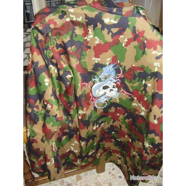 veste l�g�re arm�e suisse neuve d�co tete de mort Taille 56