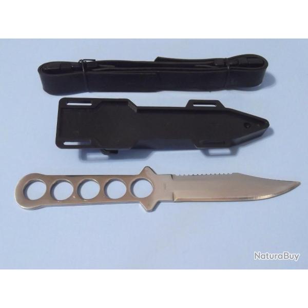 COUTEAU DE PLONGEE - ACIER 420J2 - DOUBLE TRANCHANT M3347