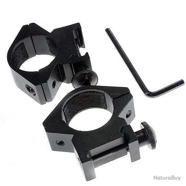 Montage lunette rail 20mm, Diametre 25, cle fournie A saisir