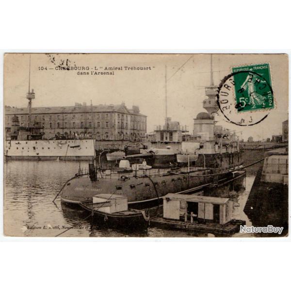 CPA - Marine Militaire  "CHERBOURG - L "Amiral Trehouart " dans l'Arsenal   -N�1199