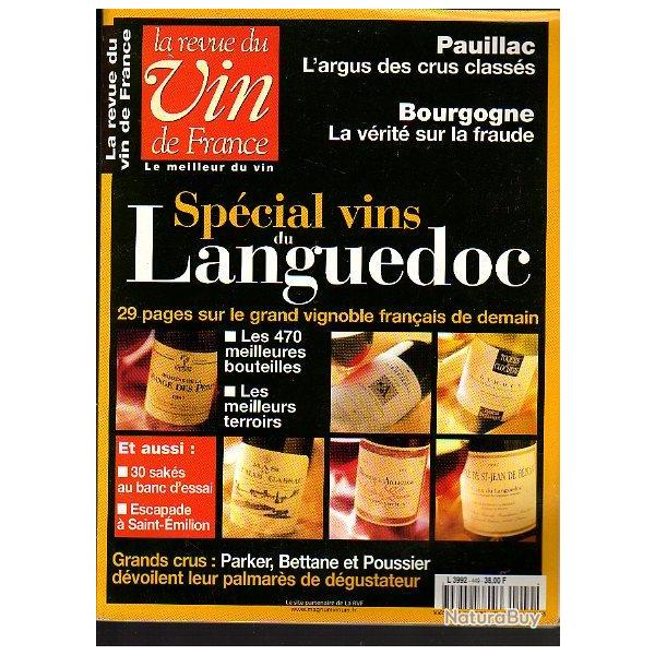 la revue du vin de france . sp�cial vins du languedoc. sak�s , saint-�milion.