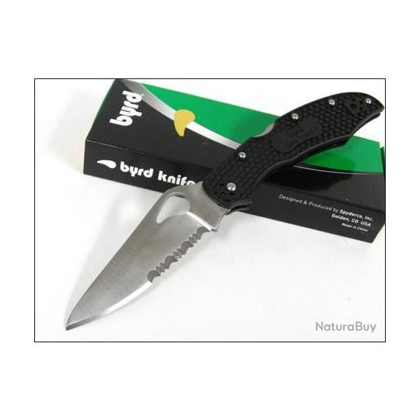 COUTEAU SPYDERCO BYRD CARA CARA 2 Black Folder Knife BY03PSBK2 Acier 8Cr13MoV