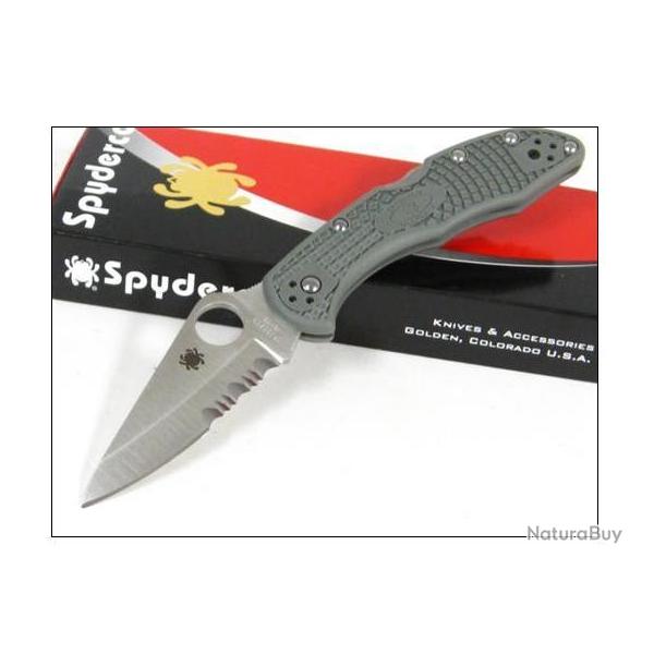 Couteau SPYDERCO Foliage Green DELICA 4 Combo SC11PSFG