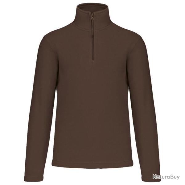 Micropolaire col zipp� marron - KARIBAN