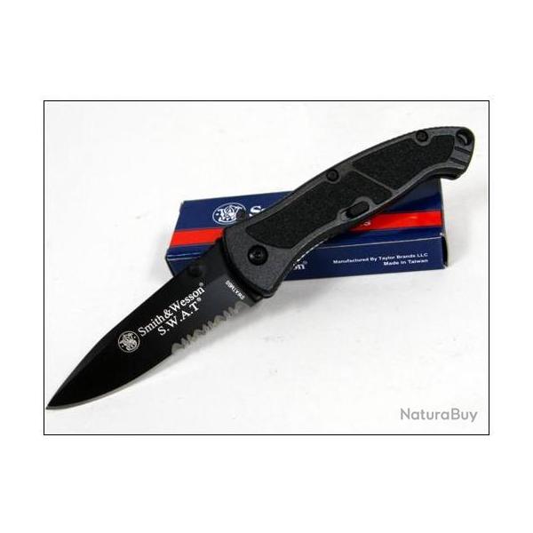 Couteau SMITH&WESSON SWAT S&W Black ASSISTED Opening A/O Acier 4034 SWATMBS