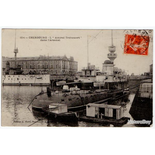 CPA - Marine Militaire  "CHERBOURG - L "Amiral Trehouart " dans l'Arsenal   -N�1198