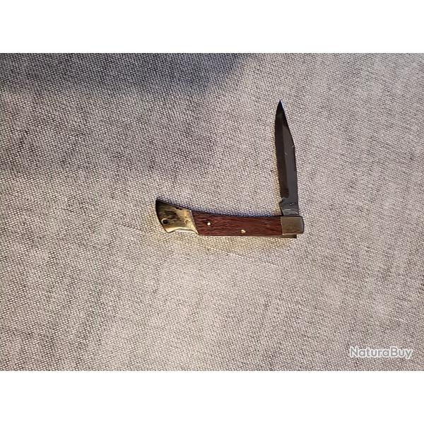 COUTEAU DE POCHE PLIANT ancien  Manche Bois COPIE Puma 465 Back-Packer Germany .TBE .
