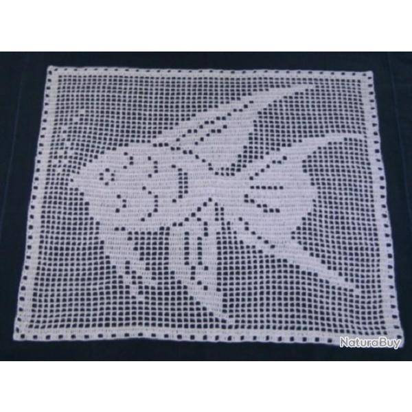 Napperon Poisson Tropical en coton . D�coration textile , linge de table fait main.