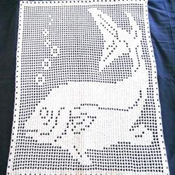 Napperon  Poisson du P&ecirc;cheur Saumon . Crochet filet . Linge table