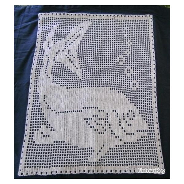 Napperon  Poisson du P�cheur Saumon . Crochet filet . Linge table
