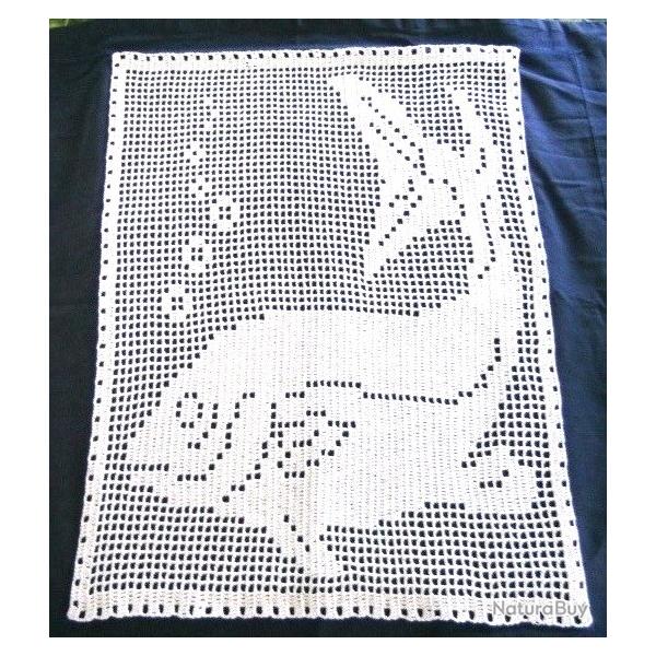 Napperon  Poisson du P�cheur Saumon . Crochet filet . Linge table