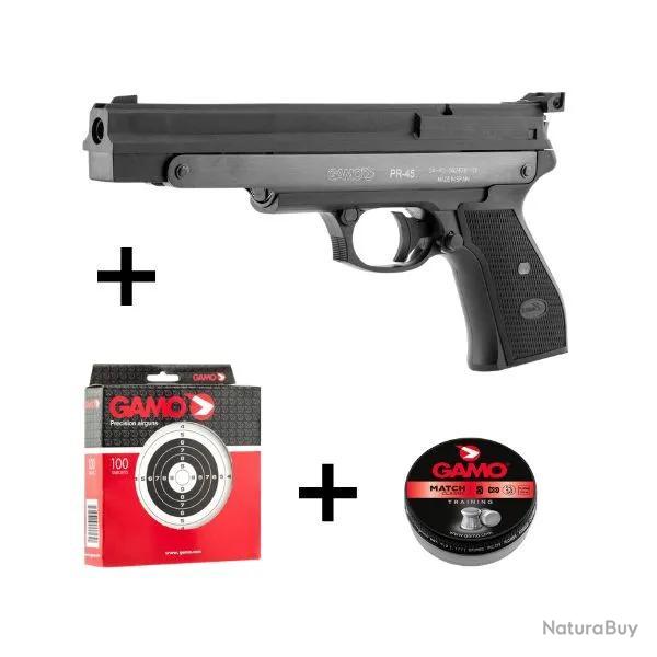 Pack Pistolet A Air Comprim� Gamo PR45 Calibre 4.5 MM