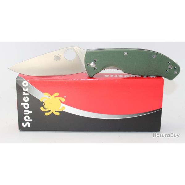 Couteau Spyderco Tenacious Green Lame Drop Point Acier 8Cr13MoV Satin Manche G-10