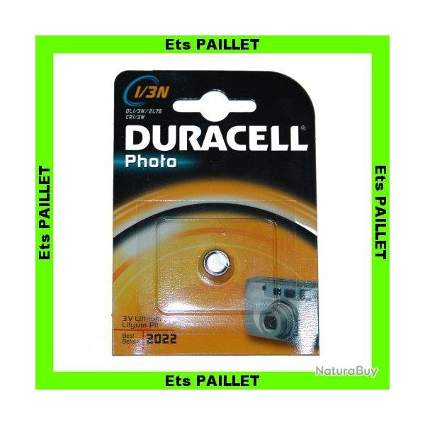 Pile DURACELL DL1/3N 3V Lithium NEUVE pour Aimpoint Leupold et autres, Expiration 2029