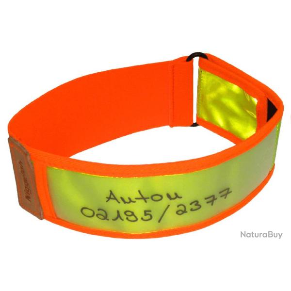 COLLIER REFLECTIVE JAUNE/ORANGE - NIGGELOH - TAILLE S-M - LONGUEUR 40/60 CM