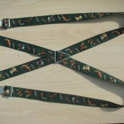 Bretelles &agrave; pinces r&eacute;glables, &agrave; motifs fusils, b&eacute;casses, faisans, perdrix, colverts, chiens (04)