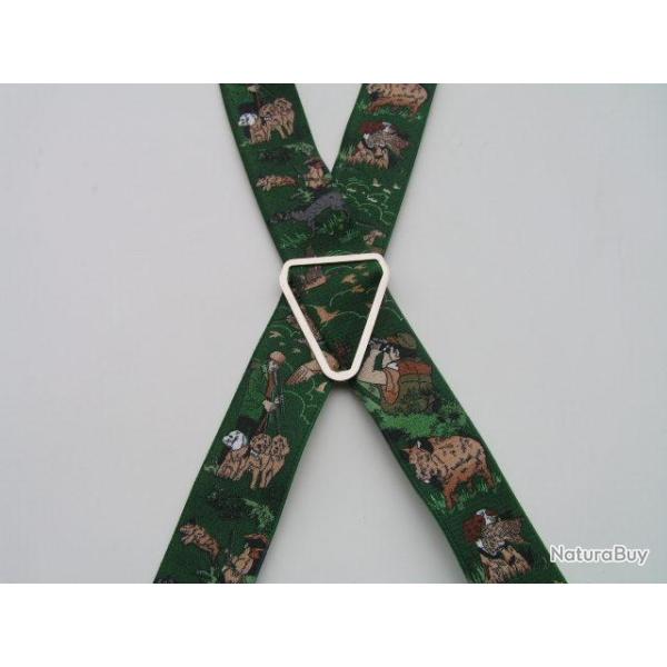 Bretelles  pinces rglables, motifs tableaux de chasse n9