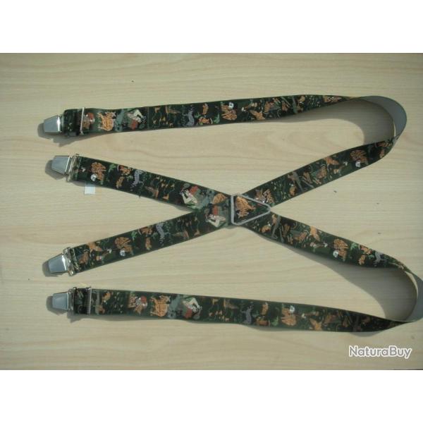 Bretelles � pinces r�glables, motifs tableaux de chasse n�9
