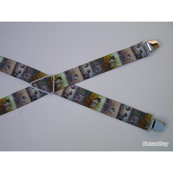 Bretelles  pinces rglables, motifs tableau de Chasse n18